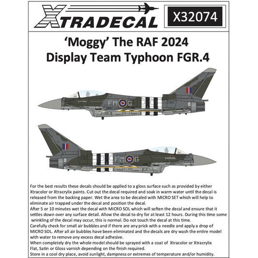 Xtradecal 32074 'Moggy' RAF 2024 Display Team Typhoon FGR.4 1:32 Model Decal Set