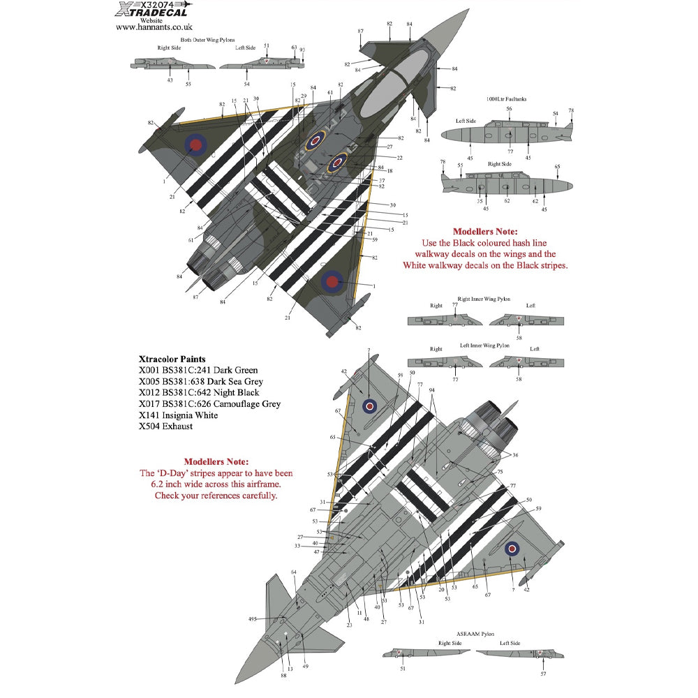 Xtradecal 32074 'Moggy' RAF 2024 Display Team Typhoon FGR.4 1:32 Model Decal Set