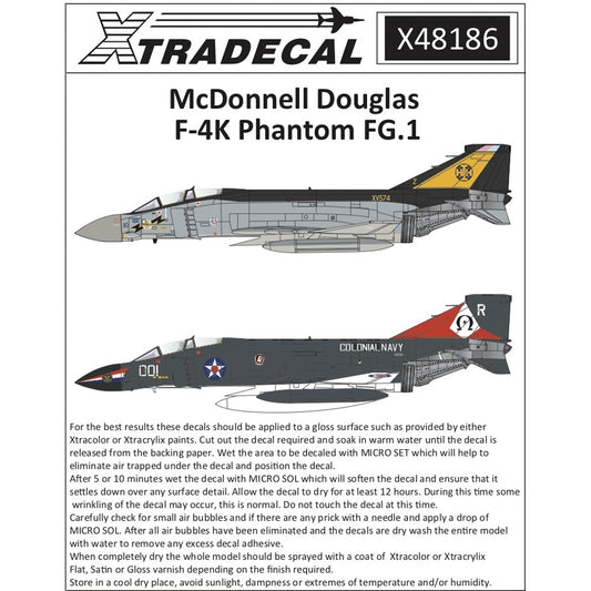 Xtradecal 48186 McDonnell Douglas F-4K Phantom FG.1 1:48 Decal Set