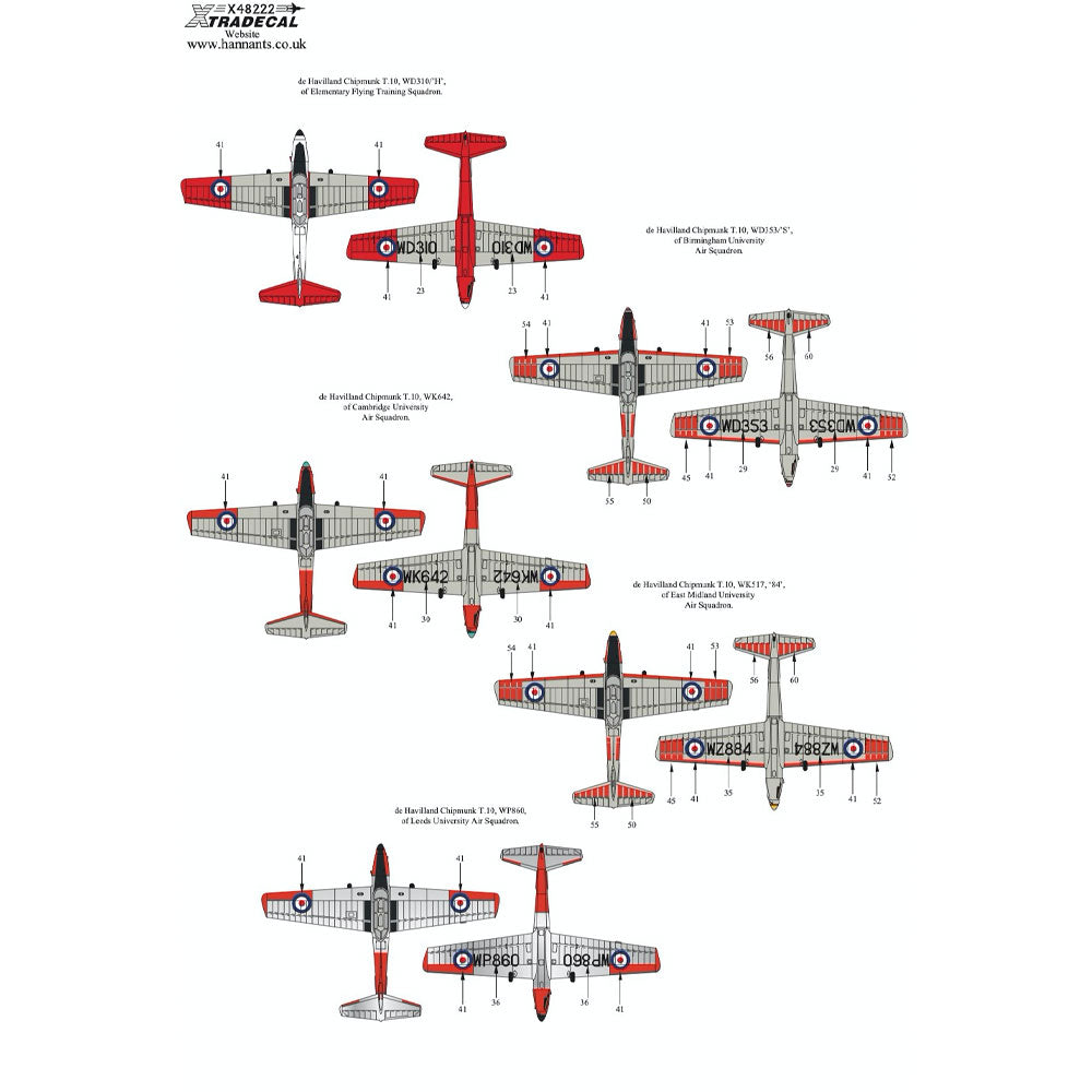 Xtradecal Military Service Part 2 Decal for 1:48 AirFix de Havilland Chipmunk