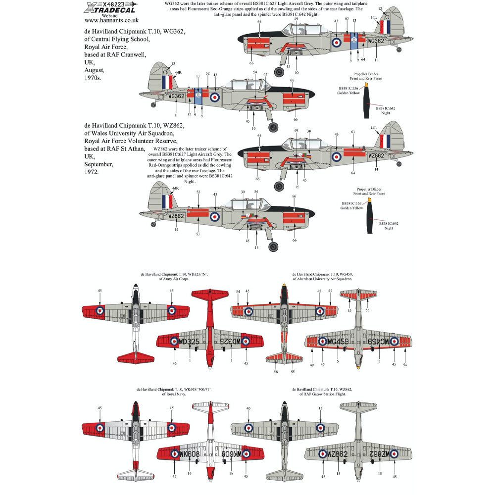 Xtradecal Military Service Part 3 Decal for 1:48 Airfix de Havilland Chipmunk