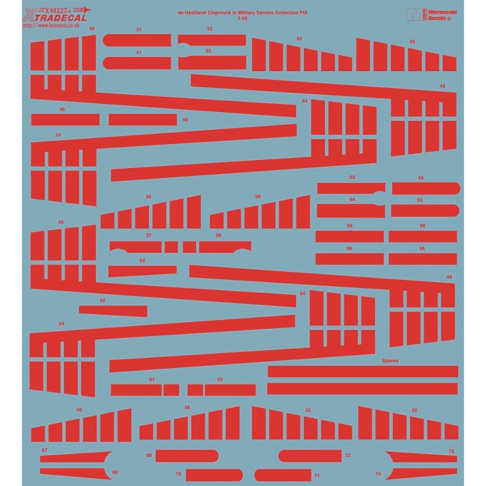 Xtradecal Military Service Part 3 Decal for 1:48 Airfix de Havilland Chipmunk