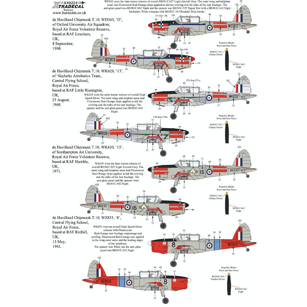 Xtradecal Military Service Part 4 Decal for 1:48 Airfix de Havilland Chipmunk