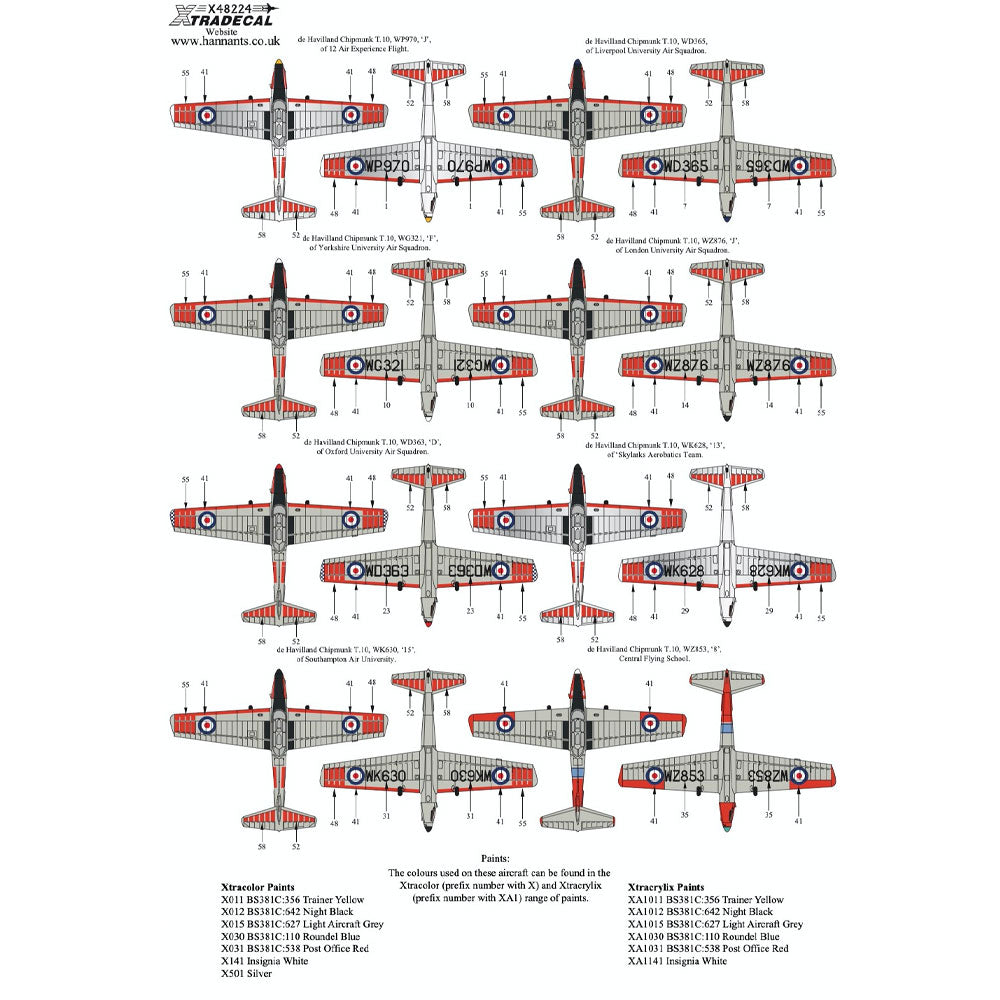 Xtradecal Military Service Part 4 Decal for 1:48 Airfix de Havilland Chipmunk