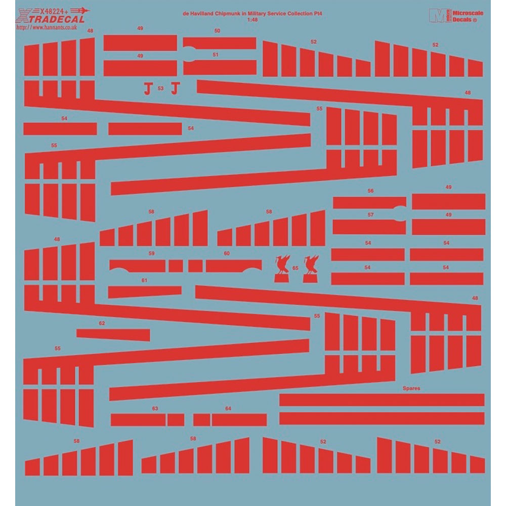 Xtradecal Military Service Part 4 Decal for 1:48 Airfix de Havilland Chipmunk