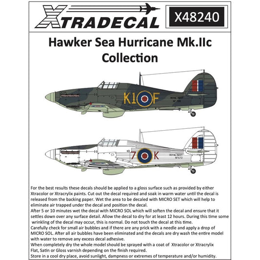 Xtradecal 48240 Hawker Sea Hurricane Mk.IIc Collection 1:48 Model Kit Decal Set