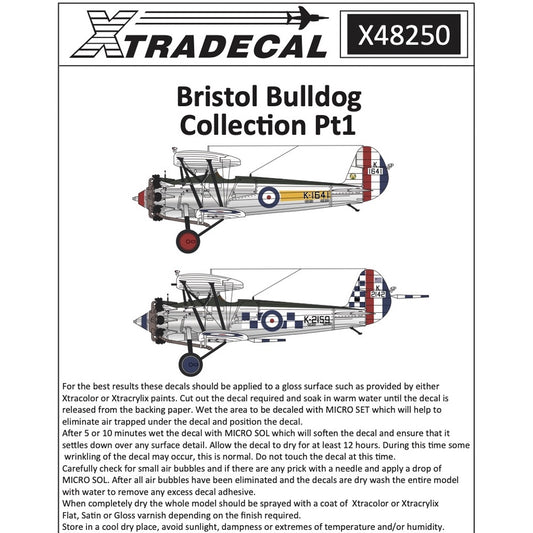 Xtradecal 48250 Bristol Bulldog Collection Pt.1 1:48 Model Kit Decal Set