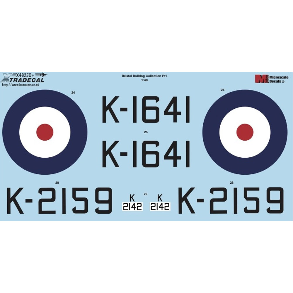 Xtradecal 48250 Bristol Bulldog Collection Pt.1 1:48 Model Kit Decal Set