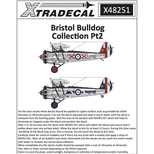 Xtradecal 48251 Bristol Bulldog Collection Pt.2 1:48 Model Kit Decal Set
