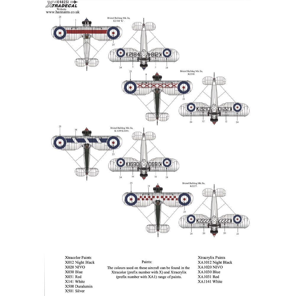 Xtradecal 48251 Bristol Bulldog Collection Pt.2 1:48 Model Kit Decal Set
