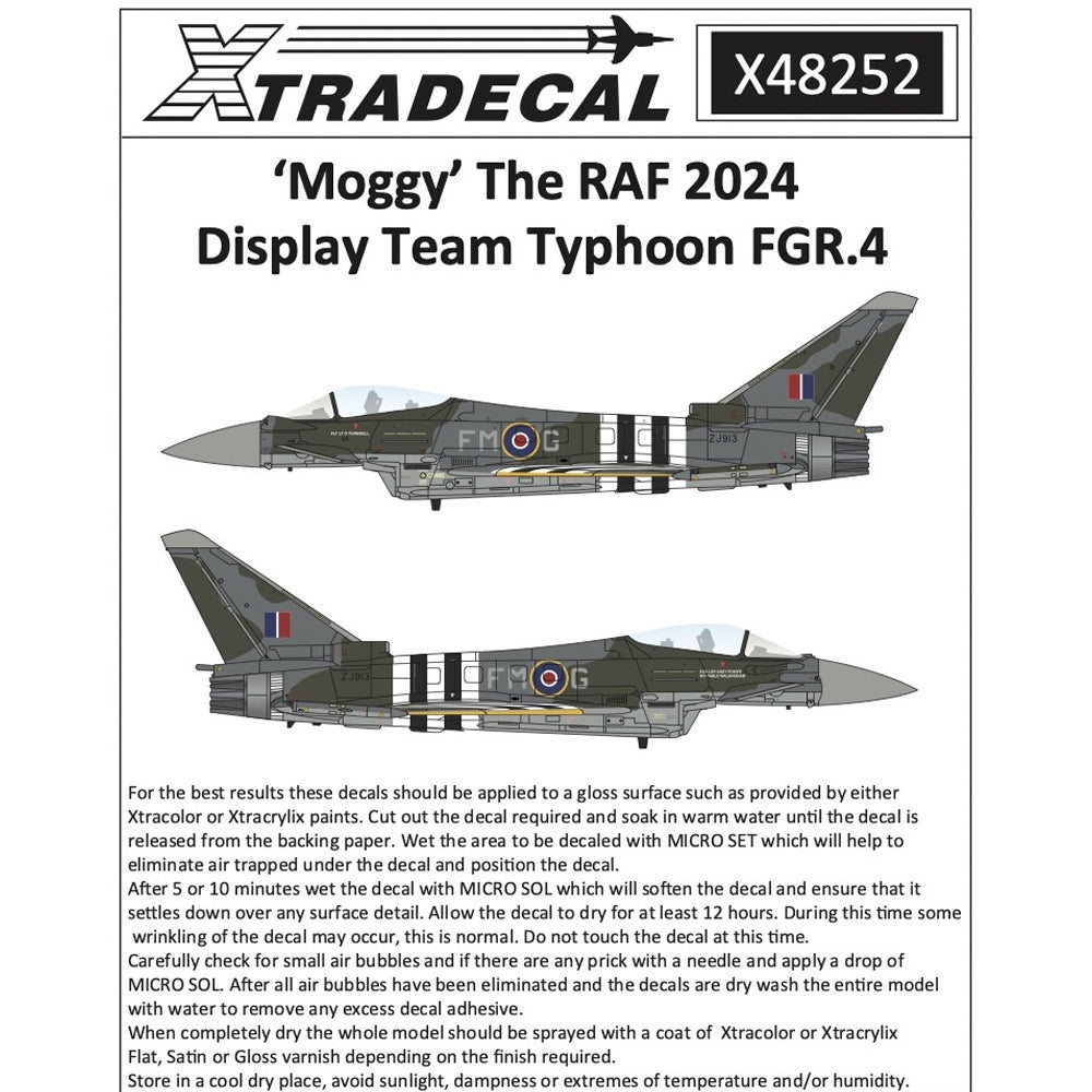 Xtradecal 48252 'Moggy' RAF 2024 Display Team Typhoon FGR.4 1:48 Model Decal Set
