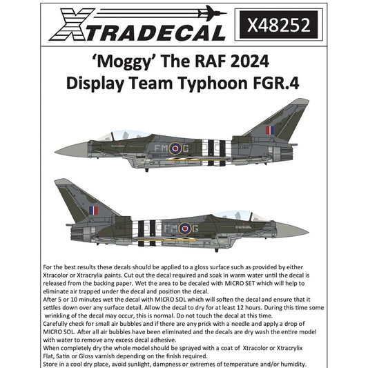 Xtradecal 48252 'Moggy' RAF 2024 Display Team Typhoon FGR.4 1:48 Model Decal Set