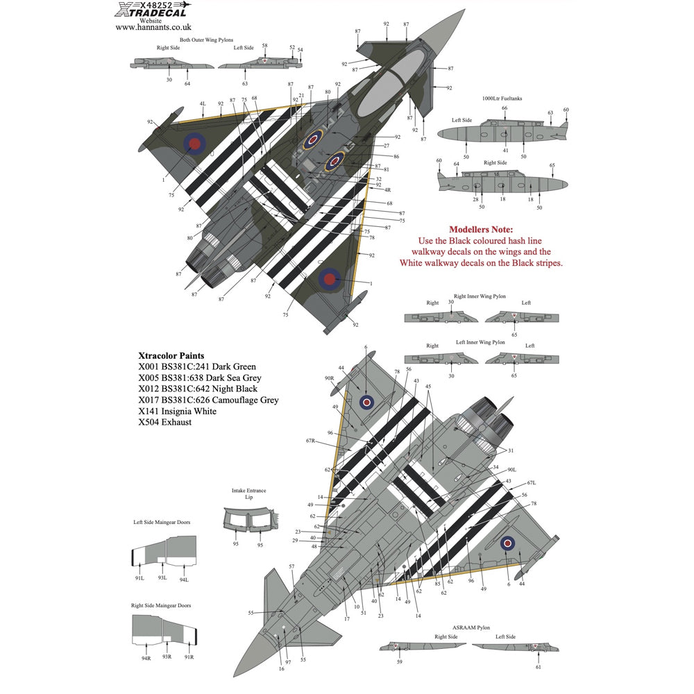 Xtradecal 48252 'Moggy' RAF 2024 Display Team Typhoon FGR.4 1:48 Model Decal Set