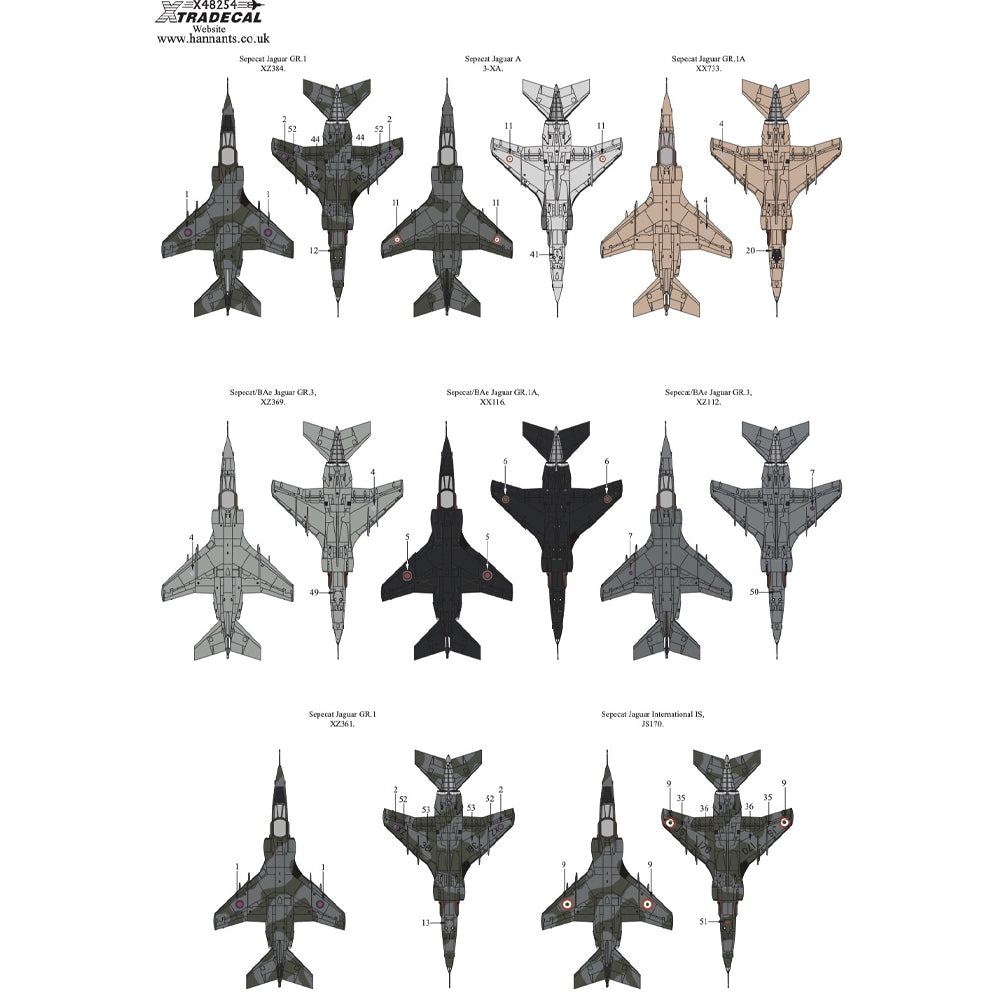 Xtradecal X48254 BAC/SEPECAT Jaguar GR.1/GR.1A 1:48 Decal Collection Pt.1