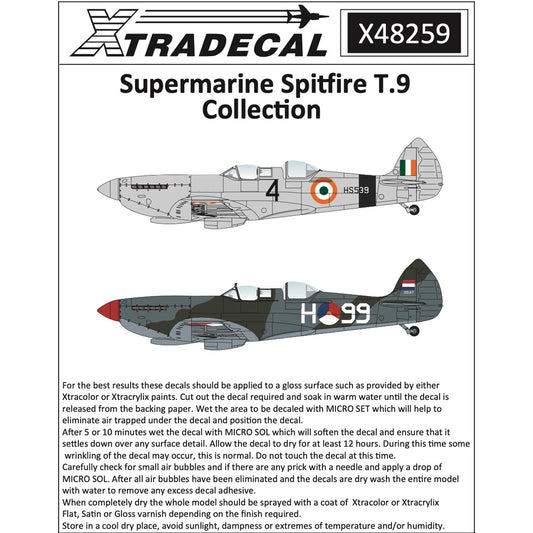 Xtradecal 48259 Supermarine Spitfire T.9 Collection 1:48 Model Kit Decals