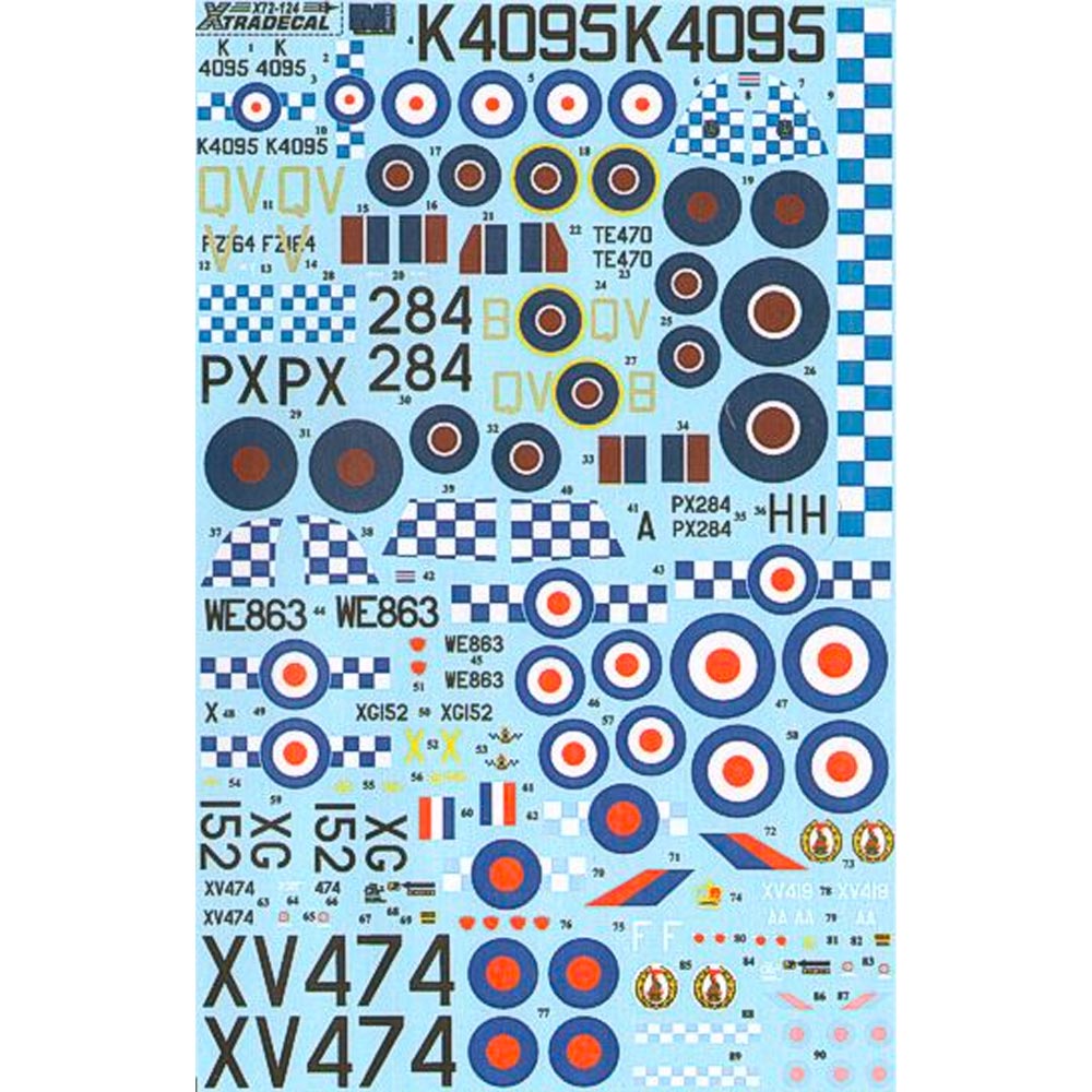 Xtradecal 72124 History of RAF 19 Squadron 1935-91 1:72 Model Kit Decal Set