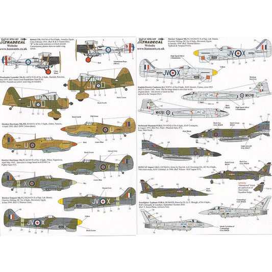 Xtradecal 72127 RAF 6 Squadron History 1931-2010 1:72 Decal Set