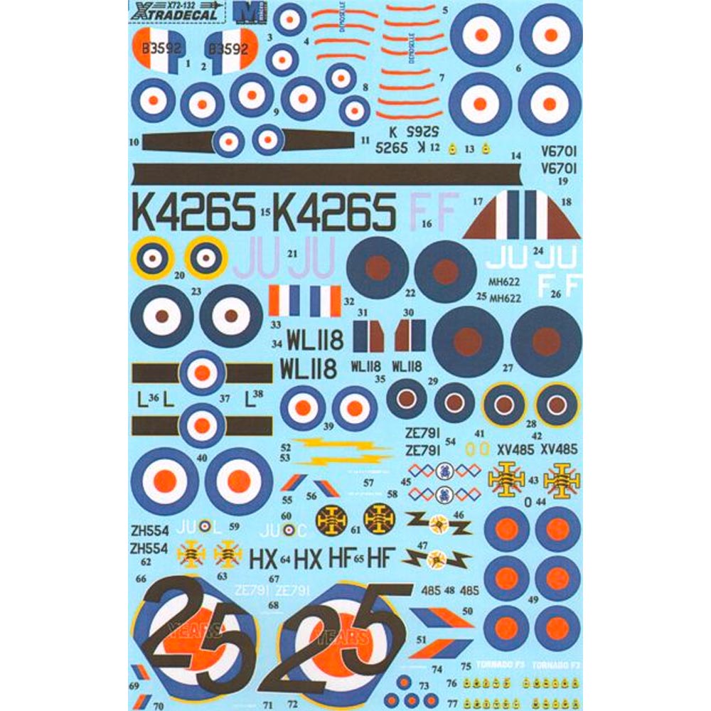 Xtradecal 72132 RAF 111 Squadron History 1918-2011 1:72 Model Kit Decal Set