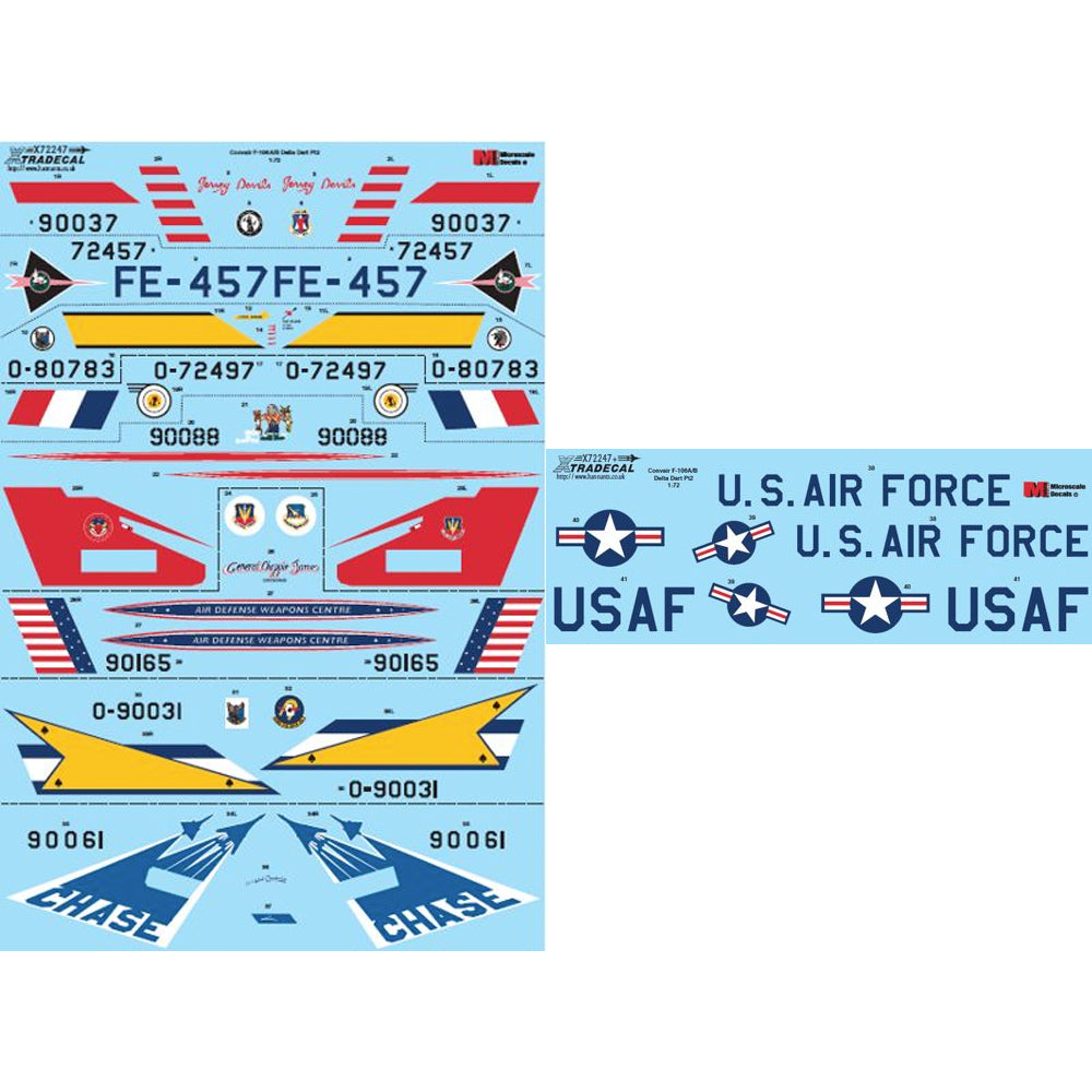 Xtradecal X72247 Convair F-106A/B Delta Dart Part 2 1:72 Decal Set