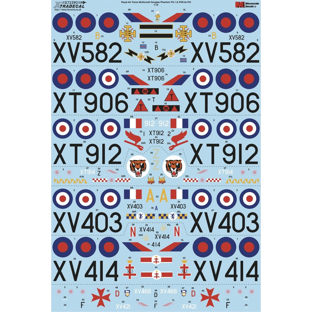 Xtradecal 72290 RAF McDonnell Douglas FG.1 & FGR.2 Phantoms Pt. 2 1:72 Decal Set