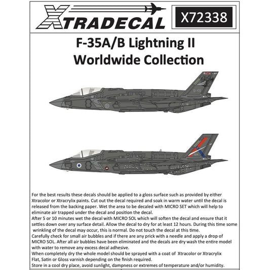 Xtradecal X72338 F-35A/B Lightning II Worldwide Aircraft Model 1:72 Decal Set