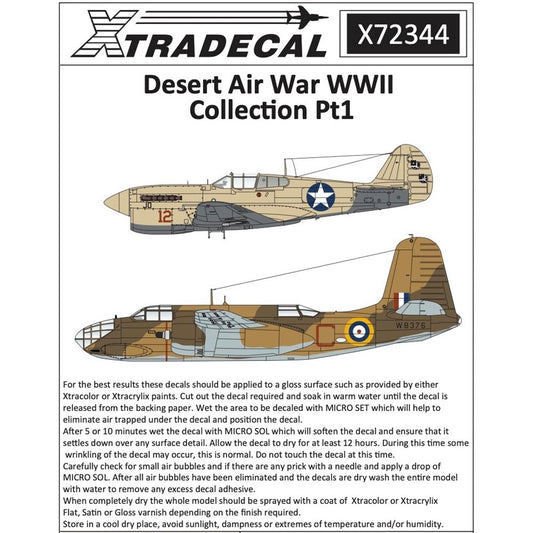 Xtradecal 72344 Desert Air War WWII Collection Part 1 1:72 Model Kit Decals