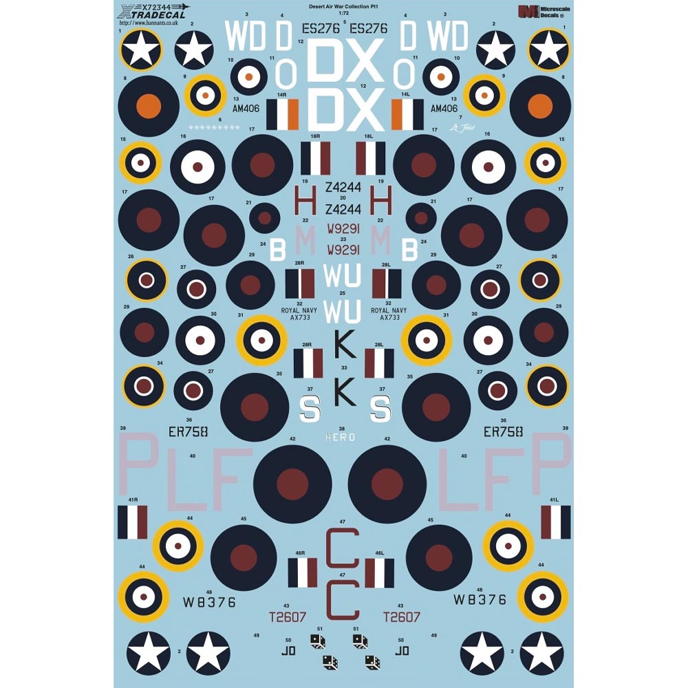 Xtradecal 72344 Desert Air War WWII Collection Part 1 1:72 Model Kit Decals