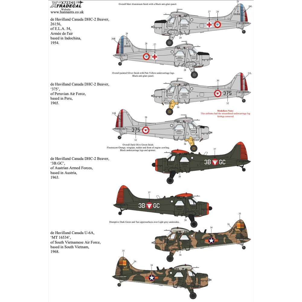 Xtradecal 72345 de Havilland DHC-2 Beaver Worldwide 1:72 Model Kit Decals