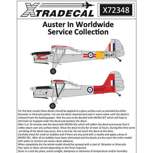 Xtradecal 72348 Auster In Worldwide Service Collection 1:72 Model Kit Decal Set