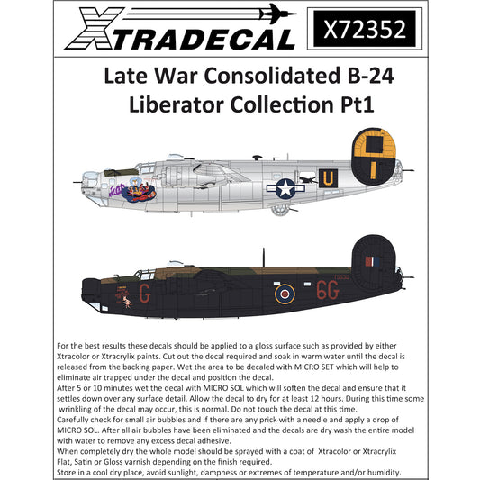 Xtradecal 72352 Late War Consolidated B-24 Liberator Collection Pt1 1:72 Decals