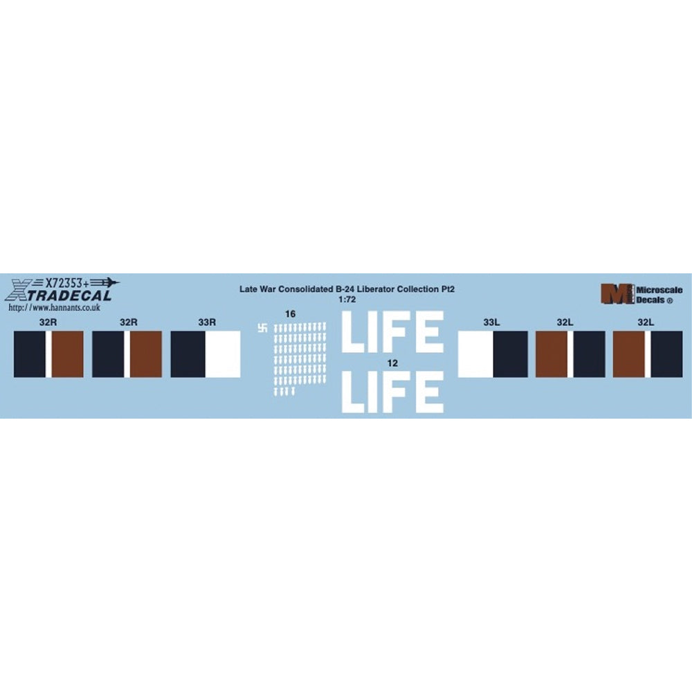Xtradecal 72353 Late War Consolidated B-24 Liberator Collection Pt2 1:72 Decals