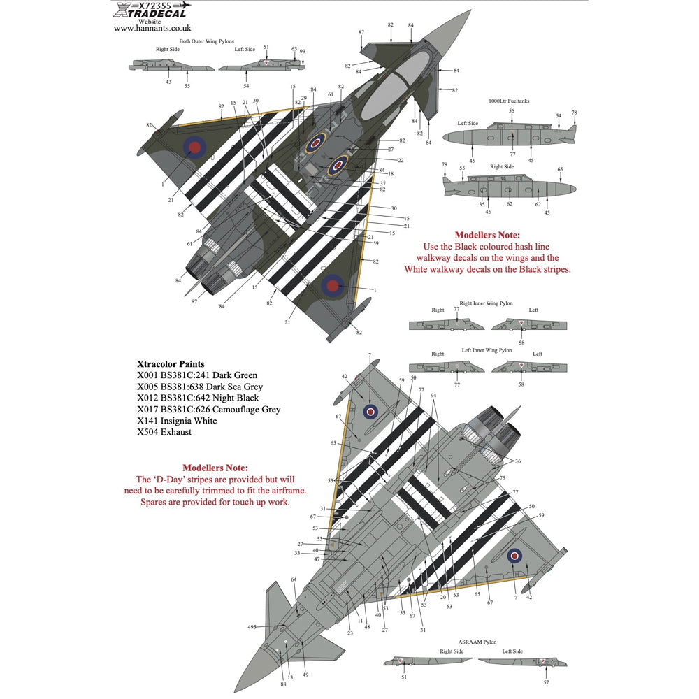 Xtradecal 72355 'Moggy' RAF 2024 Display Team Typhoon FGR.4 1:72 Model Decal Set