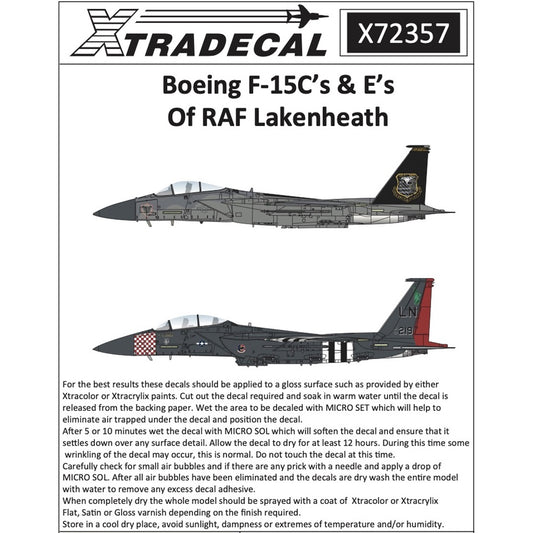 Xtradecal 72357 RAF Lakenheath Boeing F-15C/E 1:72 Model Kit Decal Sheets