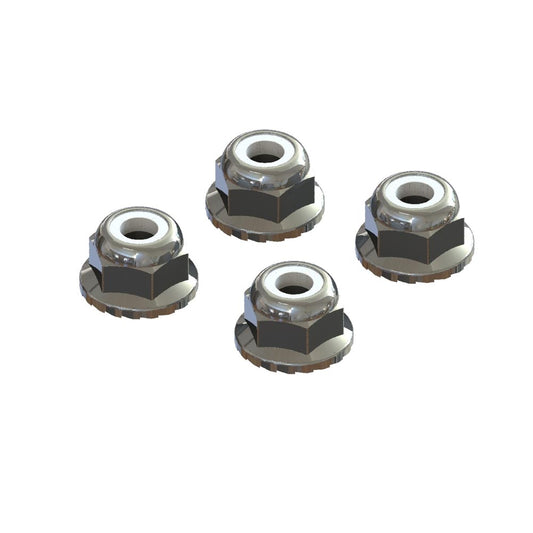 Arrma Flanged Nyloc Locknut 4mm Silver (4) 3S 4x4 etc RC Car Spares AR708008
