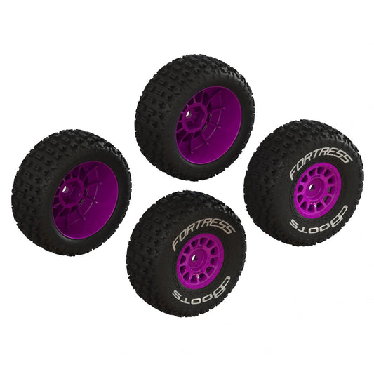 Arrma dBoots FORTRESS Tyre Set (Glued) - 2 Pairs of Wheels - Purple