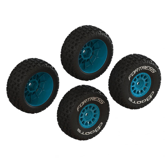 Arrma dBoots FORTRESS Tyre Set (Glued) - 2 Pairs of Wheels - Blue