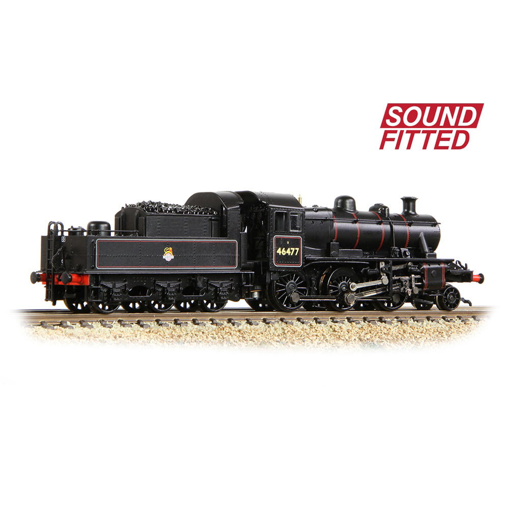 Graham Farish 372-626ASF LMS Ivatt 2MT 46477 BR Lined Black (Early Emblem) N Gauge