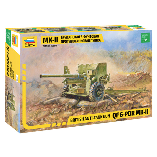 Zvezda 3518 British 57mm Anti-Tank Gun QF 6-Pdr Mk.II 1:35 Model Kit