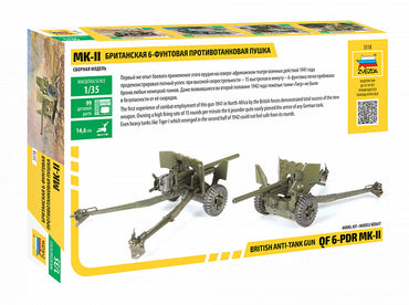 Zvezda 3518 British 57mm Anti-Tank Gun QF 6-Pdr Mk.II 1:35 Model Kit