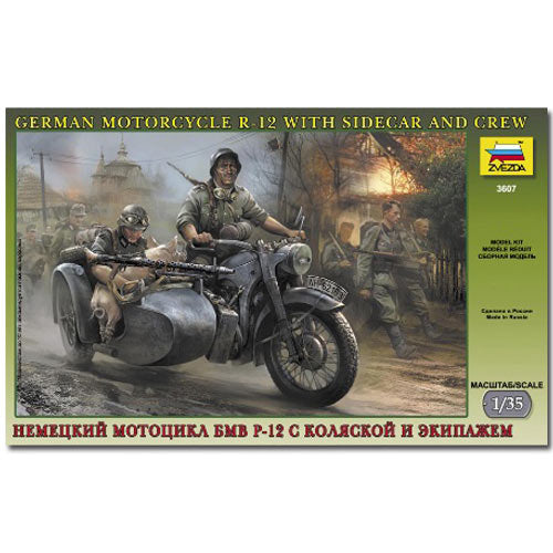 ZVEZDA 3607 German WWII R12 Sidecar And Crew Model Kit 1:35