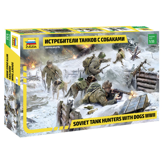 Zvezda 3611 WWII Soviet Tank Hunters w/Dogs 1:35 Model Kit