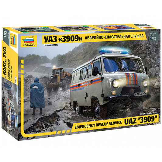 ZVEZDA 43002 UAZ 3909 Emergency Service Vehicle 1:43 Plastic Model Kit