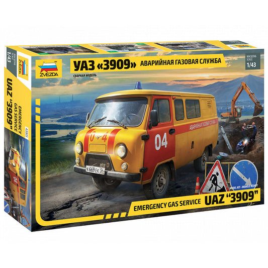 ZVEZDA UAZ Gas Service Car 1:43 Plastic Model Kit Z43003