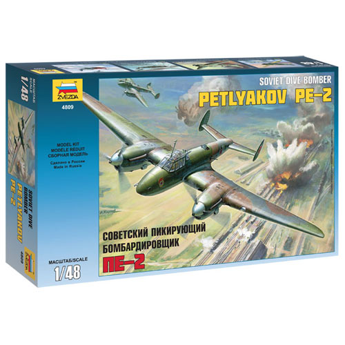 ZVEZDA 4809 Soviet Dive Bomber Petlyakov PE-2 1:48 Aircraft Model Kit