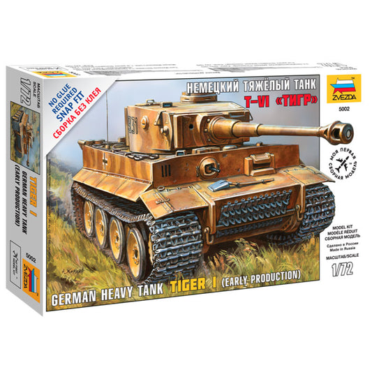 ZVESDA 5002 German Heavy Tank Tiger I Early Snap Fit 1:72 Tank Model Kit