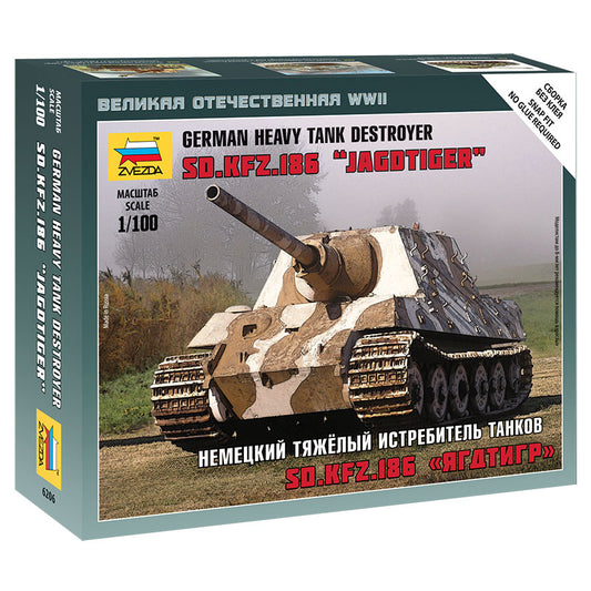 ZVESDA 6206 Sd.Kfz186 Jagdtiger Tank Destroyer Snap Fit 1:100 Tank Model Kit
