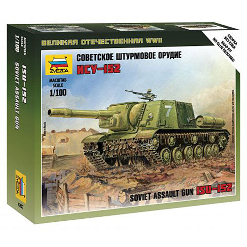 Zvezda 6207 Soviet Self Propelled Gun ISU-152 1:100 Snap Fit Military Model Kit