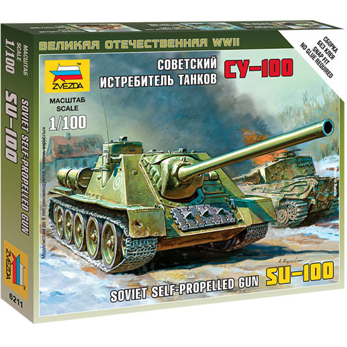 ZVEZDA 6211 SU-100 Soviet Self Propelled Tank 1:100 Military Model Kit