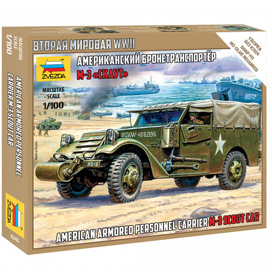 ZVEZDA 6245 M-3 Scout Car 1:100 Plastic Model Kit