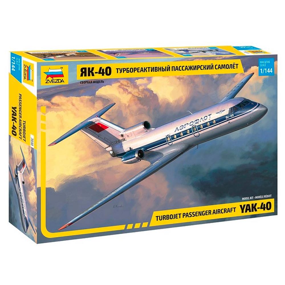 Zvezda YAK-40 Turbo Jet Passenger Aircraft 1:144 Model Kit 7030